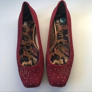 Sam Edelman Red Sueded Gold Stud flats